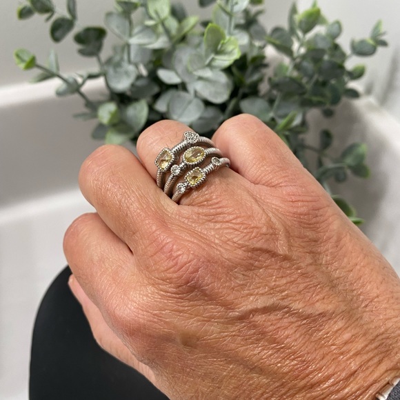 Judith Ripka Sterling Silver Three Row Band - Picture 2 of 12